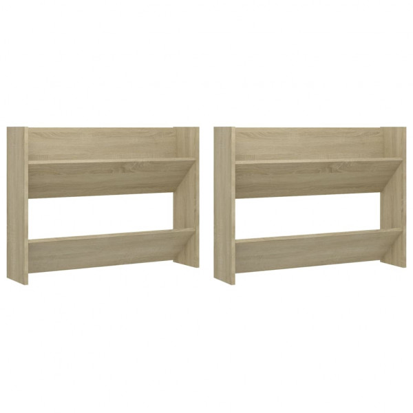Sapateiras de parede 2 pcs 80x18x60cm contrapl. carvalho sonoma M 2