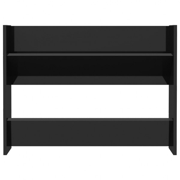 Zapatero de pared madera contrachapada negro brillo 80x18x60 cm M 4