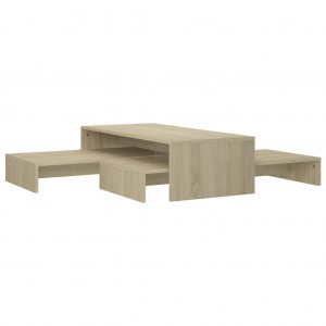 Mesa centro apilable contrachapada roble Sonoma 100x100x26.5 cm H