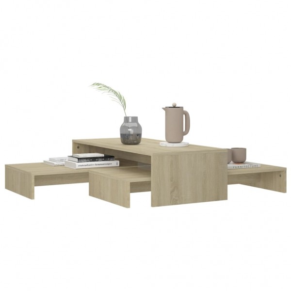 Mesa centro apilable contrachapada roble Sonoma 100x100x26.5 cm M 3