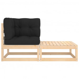 2 pcs conjunto lounge de jardim com almofadões pinho maciço H