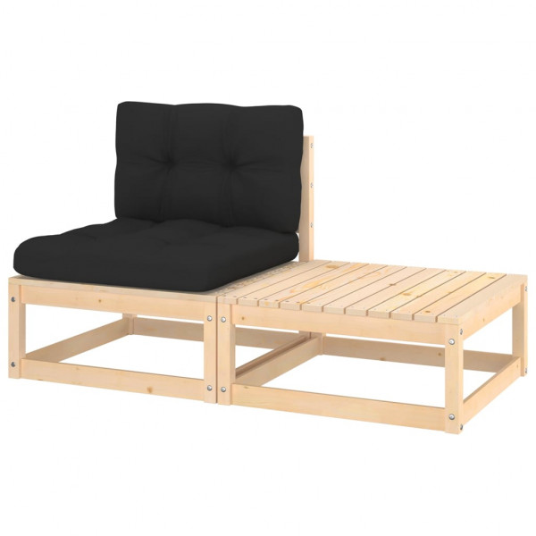2 pcs conjunto lounge de jardim com almofadões pinho maciço D