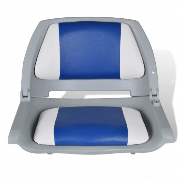 Asiento de barco respaldo plegable cojín azul blanco 41x51x48cm M 2