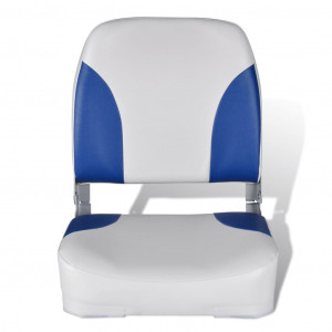 Asiento de barco respaldo plegable cojín azul blanco 41x36x48cm H