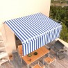 Toldo retrátil manual com estore 4x3 m azul e branco 1