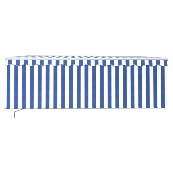Toldo retrátil manual com estore 4x3 m azul e branco M 3