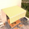 Toldo retráctil manual con persiana amarillo y blanco 4x3 m 1