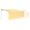 Toldo retráctil manual con persiana amarillo y blanco 4x3 m 4