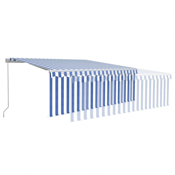 Toldo automático retráctil con persiana azul y blanco 4.5x3 m M 4