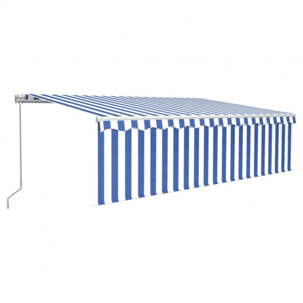Toldo retráctil manual con persiana azul y blanco 5x3 m M 2