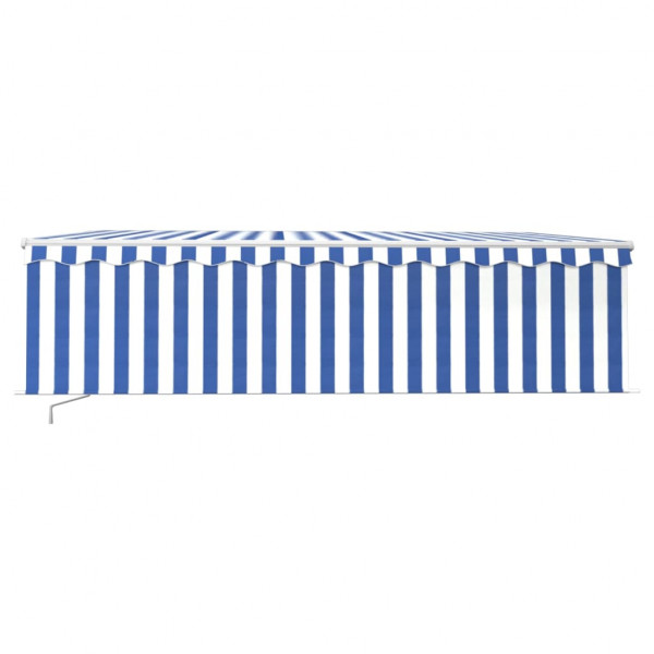 Toldo retráctil manual con persiana azul y blanco 5x3 m M 3