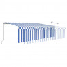 Toldo retráctil manual con persiana azul y blanco 5x3 m 4