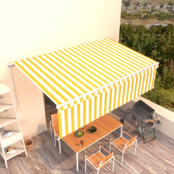 Toldo retráctil manual con persiana amarillo y blanco 5x3 m D