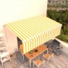 Toldo retráctil manual con persiana amarillo y blanco 5x3 m 1