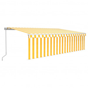 Toldo retrátil manual com estore 5x3 m amarelo e branco H