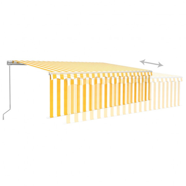 Toldo retráctil manual con persiana amarillo y blanco 5x3 m M 4
