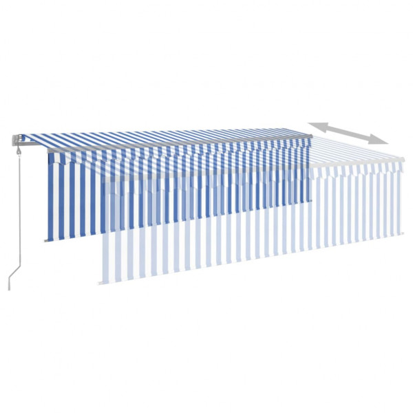 Toldo automático persiana LED sensor viento azul blanco 5x3 m M 4