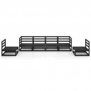 6 pcs conjunto lounge de jardim pinho maciço preto H