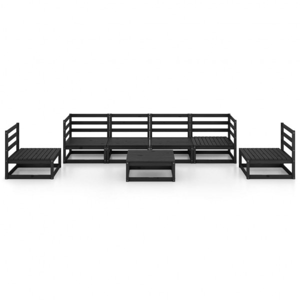 7 pcs conjunto lounge de jardim pinho maciço preto M 2