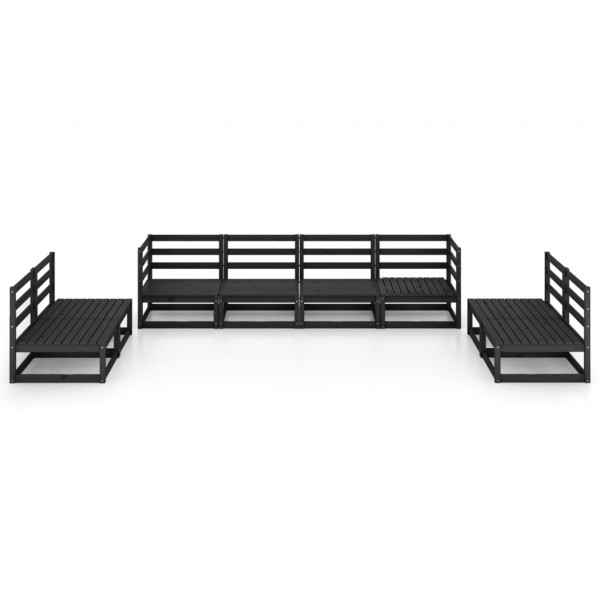 8 pcs conjunto lounge de jardim pinho maciço preto M 2