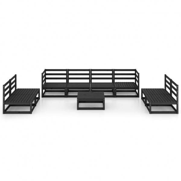9 pcs conjunto lounge de jardim pinho maciço preto M 2