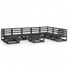 9 pcs conjunto lounge de jardim pinho maciço preto 1