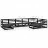 Juego de muebles de jardín 9 pzas y cojines negro madera pino 1