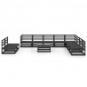 Juego de muebles de jardín 11 pzas negro madera maciza de pino 2