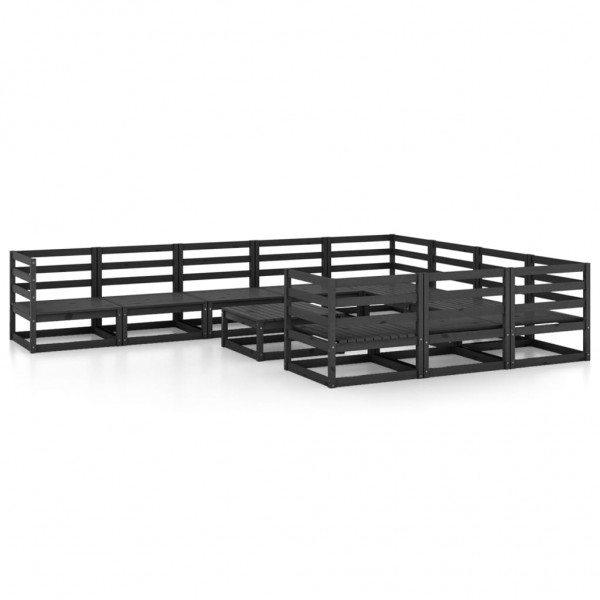 11 pcs conjunto lounge de jardim pinho maciço D