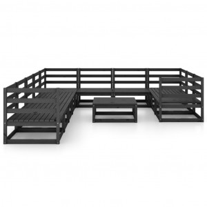 Juego de muebles de jardín 11 piezas madera pino maciza H