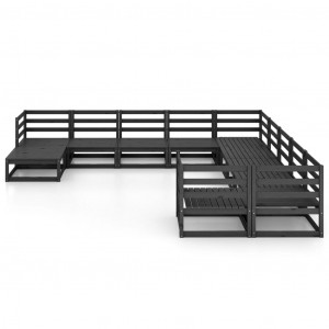 Juego de muebles de jardín 11 piezas madera maciza de pino H