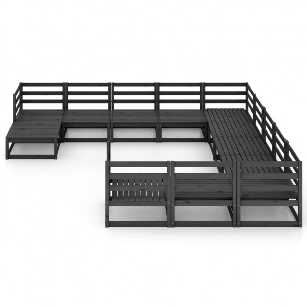 Juego de muebles de jardín 12 piezas madera pino maciza M 2