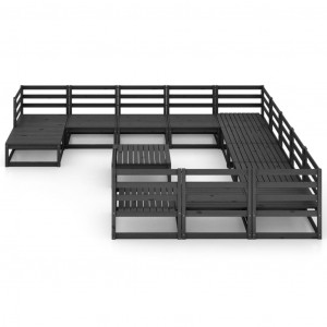 13 pcs conjunto lounge de jardim pinho maciço H