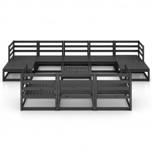 Juego de muebles de jardín 11 pzas y cojines madera pino maciza H