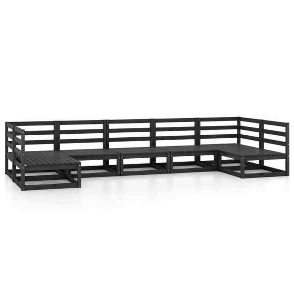 7 pcs conjunto lounge de jardim pinho maciço D