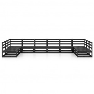 10 pcs conjunto lounge de jardim pinho maciço H