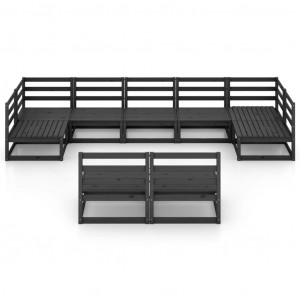 Juego de muebles de jardín 9 pzas y cojines madera pino maciza H