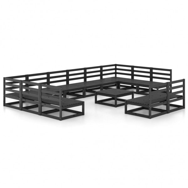 13 pcs conjunto lounge de jardim pinho maciço D
