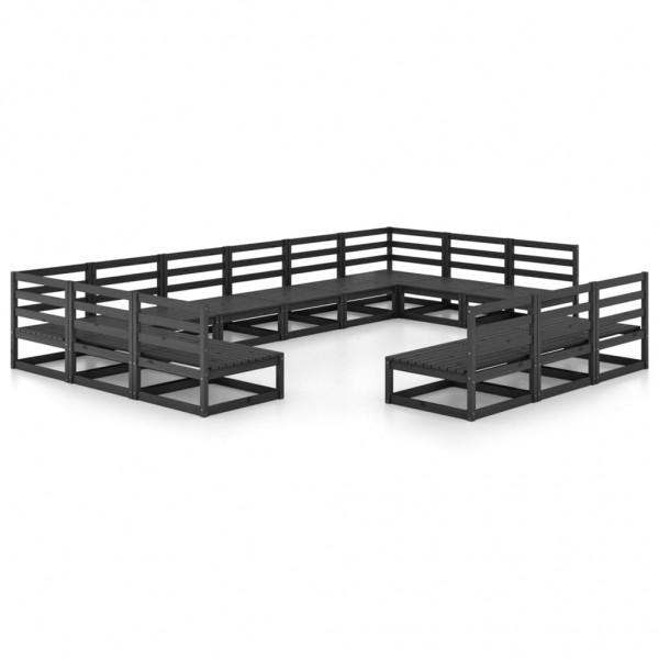 13 pcs conjunto lounge de jardim pinho maciço D