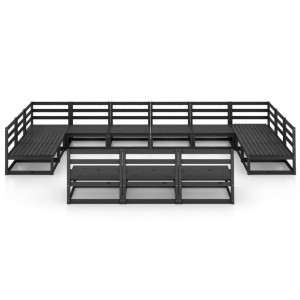 Juego de muebles de jardín 13 pzas y cojines madera pino maciza H