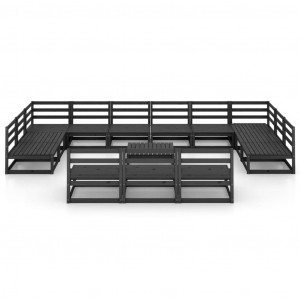 14 pcs conjunto lounge de jardim pinho maciço H