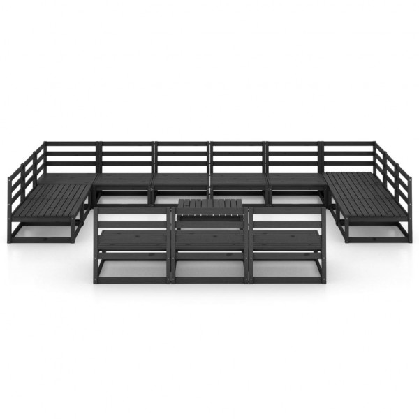 14 pcs conjunto lounge de jardim pinho maciço M 2