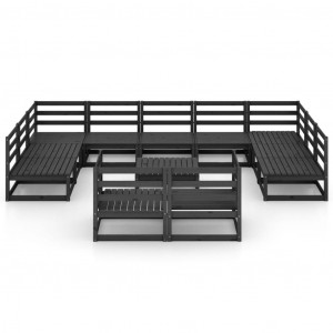 Juego de muebles de jardín 12 piezas madera pino maciza H