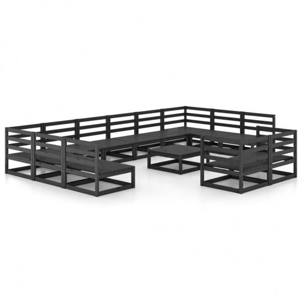 13 pcs conjunto lounge de jardim pinho maciço D