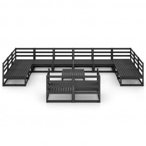 13 pcs conjunto lounge de jardim pinho maciço H