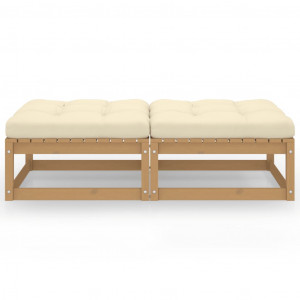 Apoio de pés p/ jardim c/ almofadões 2 pcs pinho maciço H