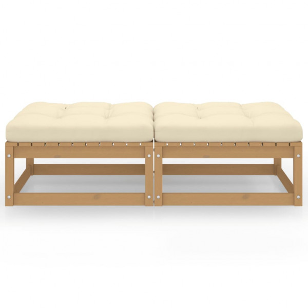 Apoio de pés p/ jardim c/ almofadões 2 pcs pinho maciço M 2