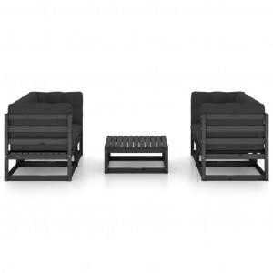 5 pcs conjunto lounge de jardim c/ almofadões pinho maciço H