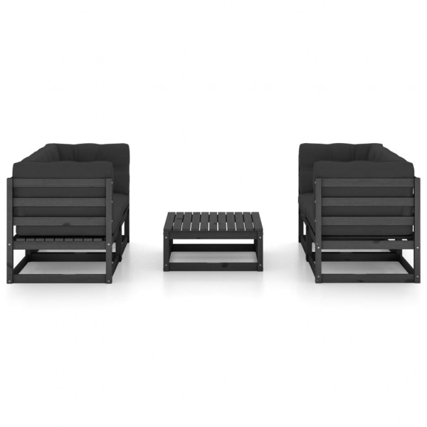 Juego de muebles de jardín 5 pzas y cojines madera pino maciza M 2