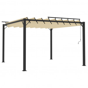 Gazebo com telhado de persiana 3x3 m tecido creme e alumínio H